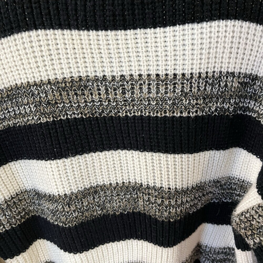 St. John’s Bay Women’s L Tall Striped Knit Sweater Black White Gray Crewneck - Picture 12 of 13
